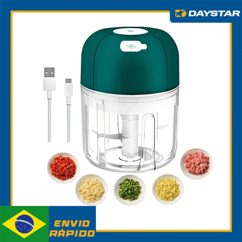 Mini triturador de alimentos elétrico sem fio para alho e carne 250ml portátil Relarregavél com 3 lâminas (SN001)